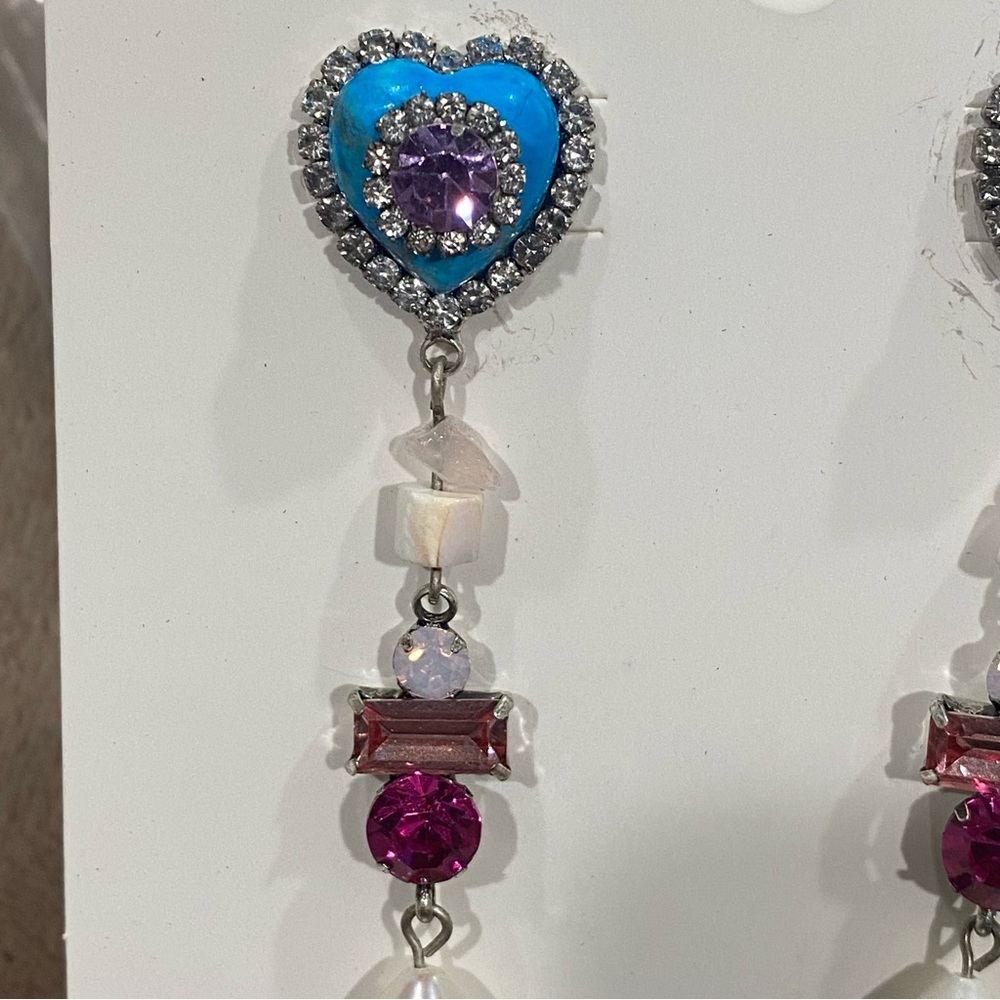 DANNIJO Max 15MM Teardrop Pearl & Glass Crystal Drop Earrings - NWT Never Worn - Picture 5 of 6